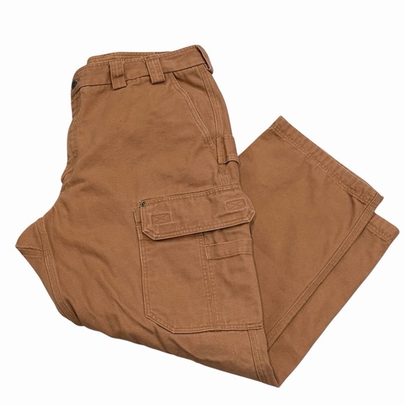 Duluth Trading Co Other - Duluth Trading Flex Fire Hose Pants Men 38x30 Tan Brown Cargo Canvas Heavy Chore